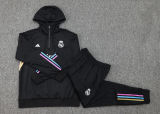 Kids Real Madrid Hoodie Sweatshirt + Pants Suit Black 2023/24