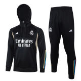 Mens Real Madrid Hoodie Sweatshirt Black 2023/24