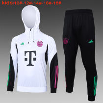 Kids Bayern Munich Hoodie Sweatshirt + Pants Suit White 2023/24