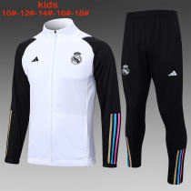 Kids Real Madrid Jacket + Pants Training Suit White 2023/24