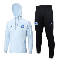 Mens Inter Milan Hoodie Jacket + Pants Training Suit Light Blue 2023/24