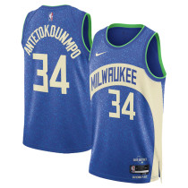 Mens Milwaukee Bucks Nike Blue 2024 Swingman Jersey - City Edition