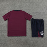 Mens England Short Training Suit Burgundy 2024