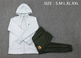 Mens Barcelona Hoodie Jacket + Pants Training Suit Light Grey 2023/24