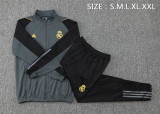 Mens Real Madrid Jacket + Pants Training Suit Grey 2023/24