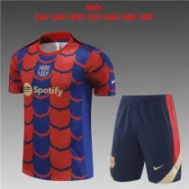 Kids Barcelona Short Training Suit Red - Blue 2024/25