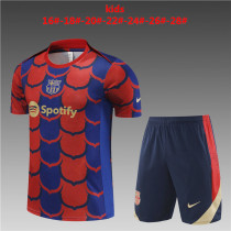 Kids Barcelona Short Training Suit Red - Blue 2024/25