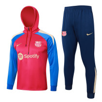 Mens Barcelona Hoodie Sweatshirt + Pants Training Suit Red-Blue 2024/25