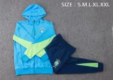 Mens Brazil Hoodie Jacket + Pants Training Suit Blue 2024