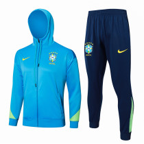 Mens Brazil Hoodie Jacket + Pants Training Suit Blue 2024
