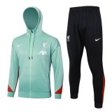 Mens Liverpool Hoodie Jacket + Pants Training Suit Light Green 2024/25