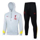 Mens Liverpool Hoodie Jacket + Pants Training Suit Light Grey 2024/25
