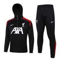 Mens Liverpool Hoodie Sweatshirt + Pants Training Suit Black 2024/25