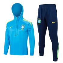 Mens Brazil Hoodie Sweatshirt + Pants Training Suit Blue 2024