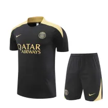 Mens PSG Short Training Suit Black - Gold 2024/25