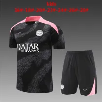 Kids PSG Short Training Suit Black - Pink 2024/25