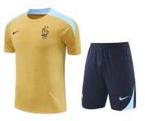 Mens France Short Training Suit Gold 2024