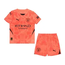 Kids Manchester City Goalkeeper Orange Jersey 2024/25