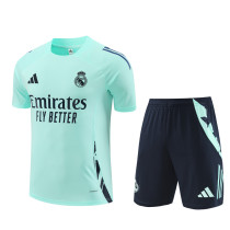 Mens Real Madrid Short Training Suit Light Green 2024/25