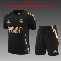 Kids Real Madrid Short Training Suit Black 2024/25