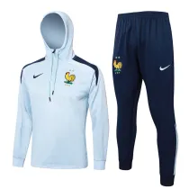 Mens France Hoodie Sweatshirt + Pants Training Suit Light Blue 2024