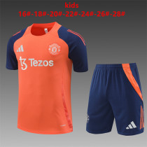 Kids Manchester United Short Training Suit Orange 2024/25