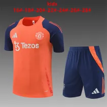 Kids Manchester United Short Training Suit Orange 2024/25