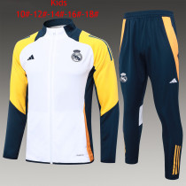 Kids Real Madrid Jacket + Pants Training Suit White 2024/25