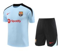 Mens Barcelona Short Training Suit Light Blue 2024/25