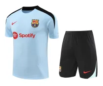 Mens Barcelona Short Training Suit Light Blue 2024/25