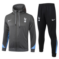 Mens Tottenham Hotspur Hoodie Jacket + Pants Training Suit Grey 2024/25