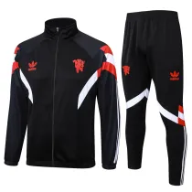 Mens Manchester United Jacket + Pants Training Suit Black 2024/25