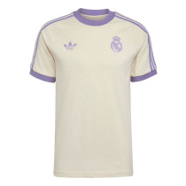 Mens Adidas Originals Real Madrid Jersey 3 Stripes Pure Cotton Cream Shirt 2024/25 - Match