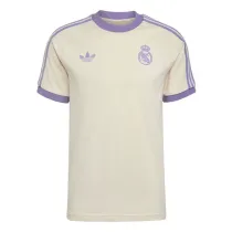 Mens Adidas Originals Real Madrid Jersey 3 Stripes Pure Cotton Cream Shirt 2024/25 - Match