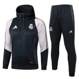 Mens Real Madrid Hoodie Sweatshirt + Pants Training Suit Dark Grey 2024/25