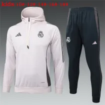 Kids Real Madrid Hoodie Sweatshirt + Pants Suit Pale Pink 2024/25