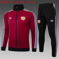 Kids Manchester United Jacket + Pants Training Suit Burgundy 2024/25