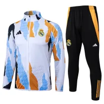 Mens Real Madrid Jacket + Pants Training Suit Camouflage White 2024/25