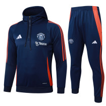Mens Manchester United Hoodie Sweatshirt + Pants Training Suit Royal 2024/25