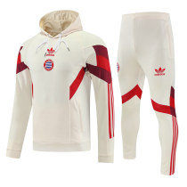 Mens Bayern Munich Hoodie Sweatshirt + Pants Training Suit Beige 2025/26