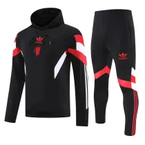 Mens Manchester United Hoodie Sweatshirt + Pants Training Suit Black III 2025/26