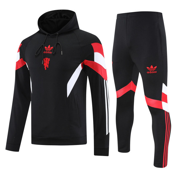 Mens Manchester United Hoodie Sweatshirt + Pants Training Suit Black III 2025/26