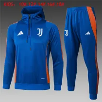 Kids Juventus Hoodie Sweatshirt + Pants Suit Blue 2024/25
