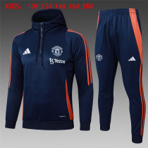 Kids Manchester United Hoodie Sweatshirt + Pants Suit Royal 2024/25