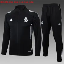 Kids Real Madrid Jacket + Pants Training Suit Black 2025/26