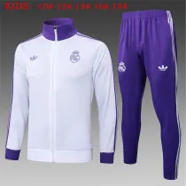 Kids Real Madrid Jacket + Pants Training Suit White - Purple 2025/26