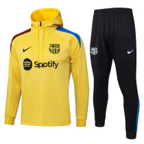 Mens Barcelona Hoodie Sweatshirt + Pants Training Suit Yellow 2025/26
