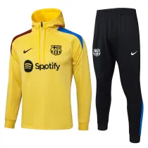 Mens Barcelona Hoodie Sweatshirt + Pants Training Suit Yellow 2025/26