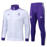 Mens Real Madrid Jacket + Pants Training Suit White - Purple 2025/26