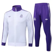 Mens Real Madrid Jacket + Pants Training Suit White - Purple 2025/26